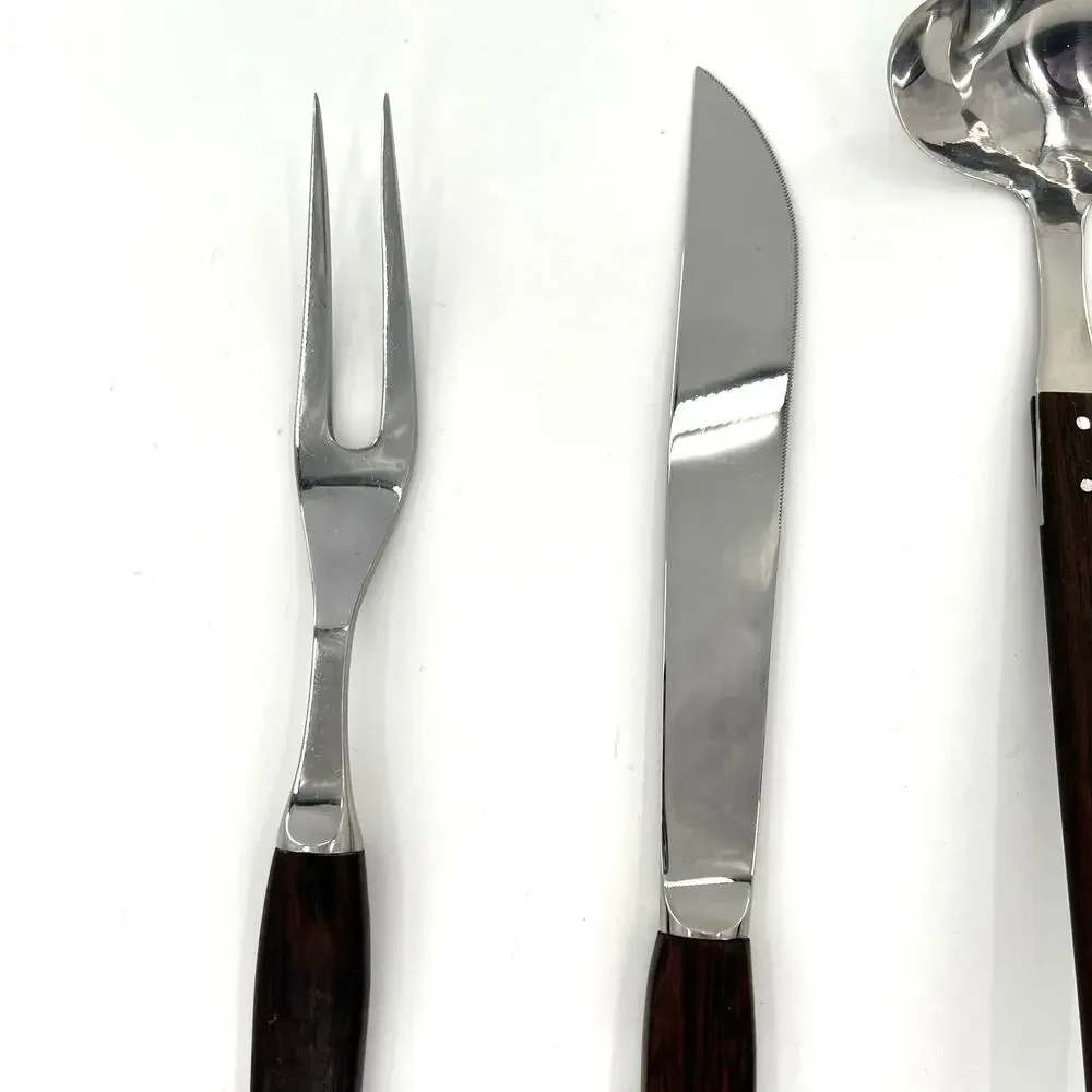 MCM Rostfri SMS Stainless Steel Swedish Nordic carving set with wood handle.